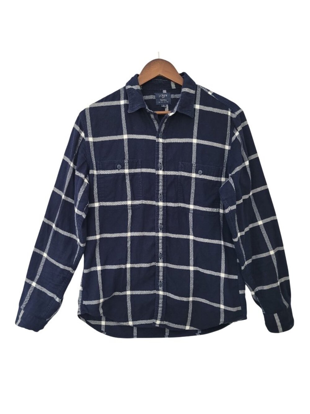 J.Crew Factory Plaid Flannel Button-Down Shirt Mens Size M Blue Long Sleeve